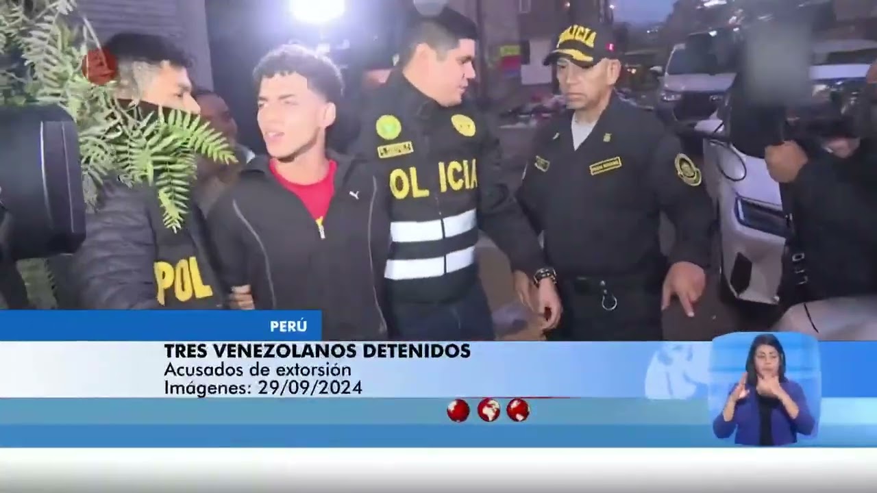 Tres venezolanos detenidos por presunta extorsión en Perú - El Noticiero emisión meridiana 01/10/24