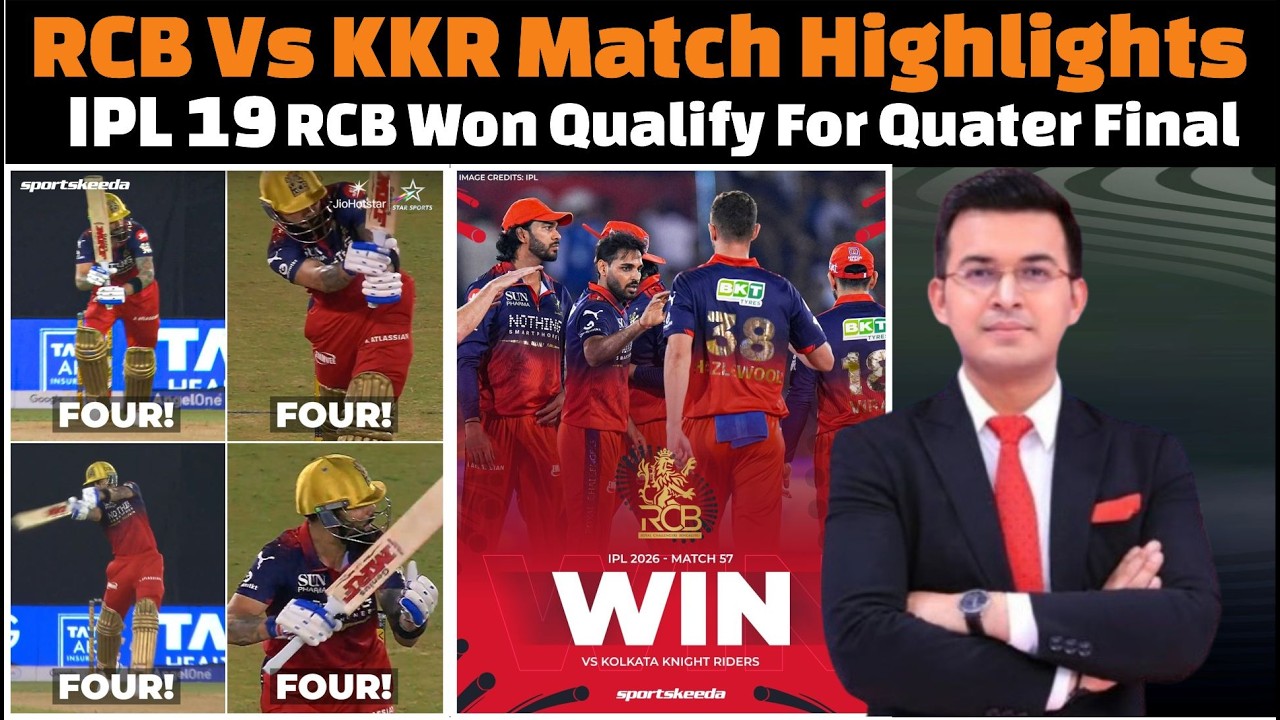 Royal Challengers Bengaluru vs Kolkata Knight Riders complete match highlights IPL 2026 today.