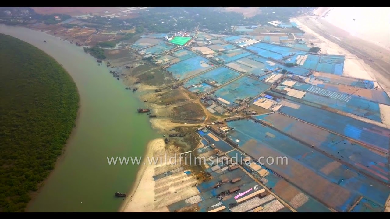 Sacred Ganga Sagar from above with cultural landscapes