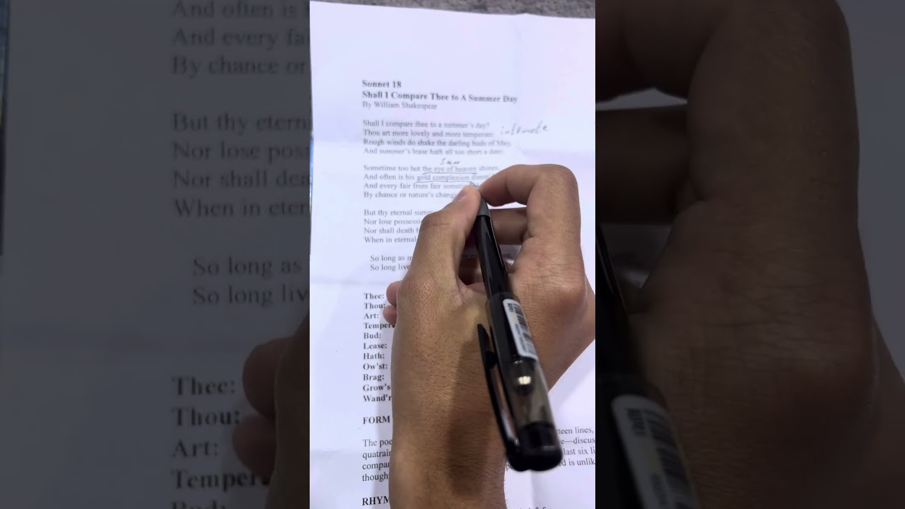 شرح قصيدةSonnet 18 (Shall I compare thee to a summer day)
