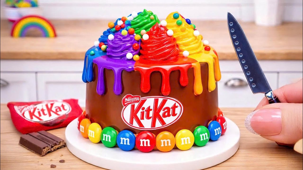 Mini Rainbow Chocolate Cake Recipe With KitKat 🌈🍫 Satisfying Mini Cake Decorating Ideas & ASMR