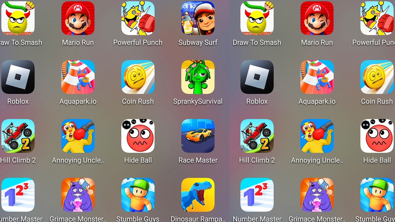 Roblox,Sprunki survival,Ragdoll Break,Scary Teacher 3D,Sandwich Runner,Paper Race,Stumble Guys