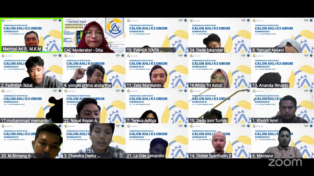Training AK3U Kemnaker RI - 20 September 2025 - Sesi Siang