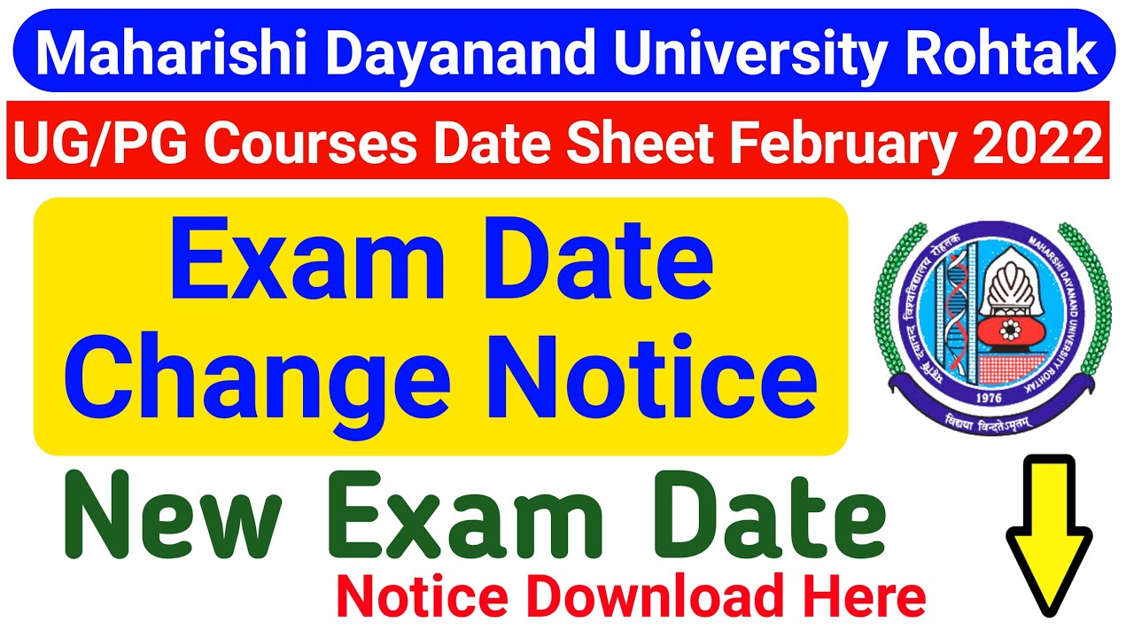 MDU New Exam Date 2022 || MDU UG/PG Courses Exam || Mdu Latest Update || MDU Exam Date Change Notice
