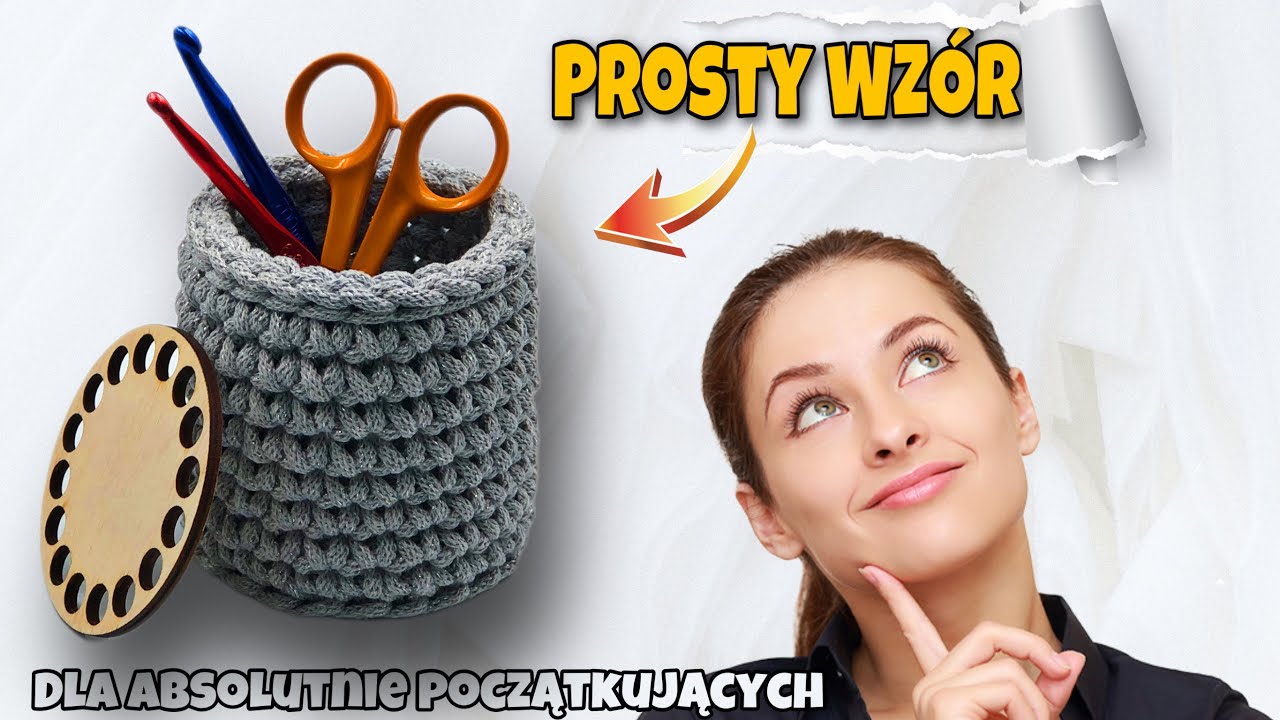 KOSZYCZEK na szydełku krok po kroku ORGANIZER na biurko / nauka szydełkowania