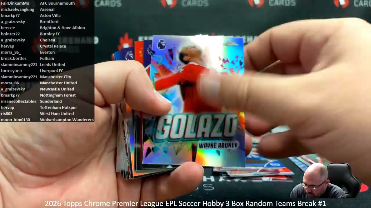 2/16/2026 2026 Topps Chrome Premier League EPL Soccer Hobby 3 Box Random Teams Break #1