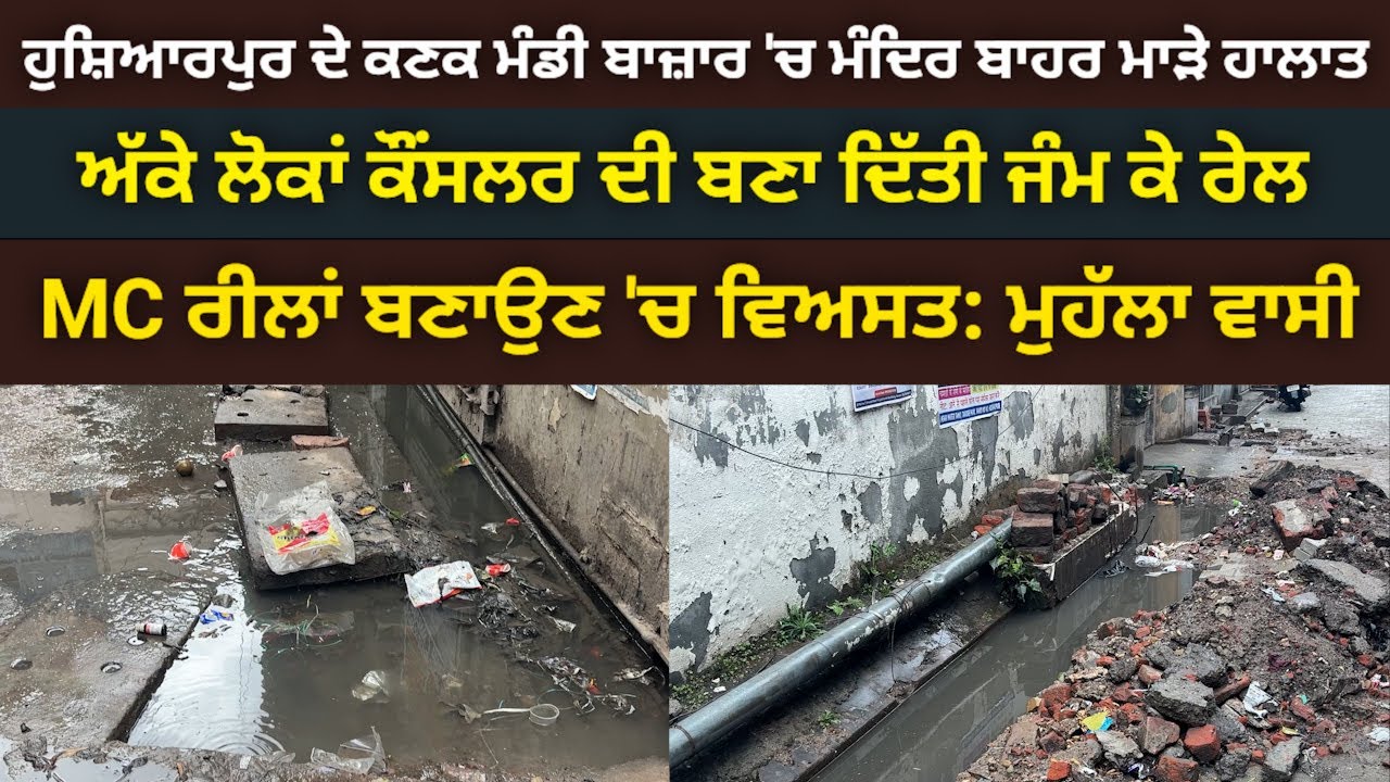 ਹੁਸ਼ਿਆਰਪੁਰ 'ਚ ਮੰਦਿਰ ਬਾਹਰ ਗੰਦੇੇ ਹਾਲਾਤ, ਮੁਹੱਲੇ ਵਾਲੇ ਬੋਲੇ MC ਦਾ ਧਿਆਨ ਵਾਰਡ ਵੱਲ ਘੱਟ REEL ਬਣਾਉਣ ਵੱਲ ਜਿਆਦਾ