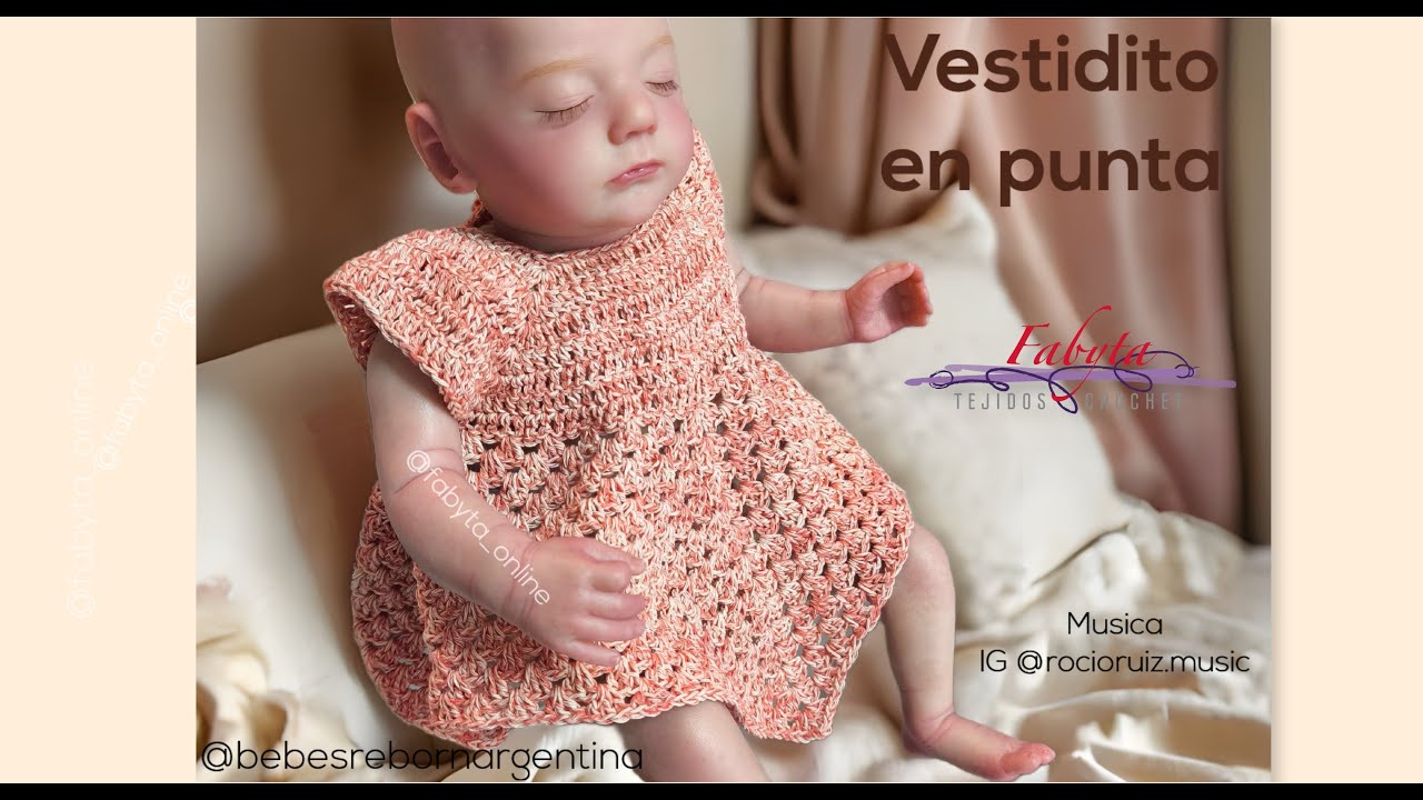 Vestidito en punta para bebes con tabla detallada de talles
