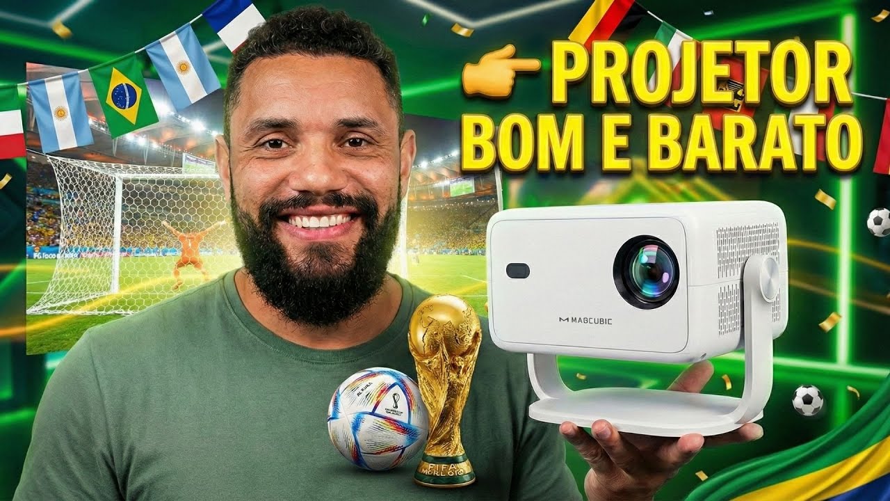 PROJETOR MEGCUBIC L018, O PROJETOR BARATINHO PRA ASSITIR A COPA DO MUNDO. REVIEW COMPLETO.
