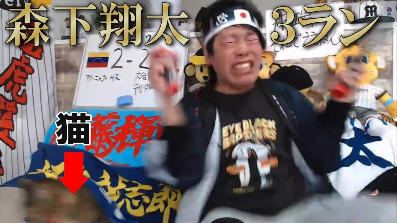 WBC準々決勝 森下翔太の3ランホームランで猫逃げた。