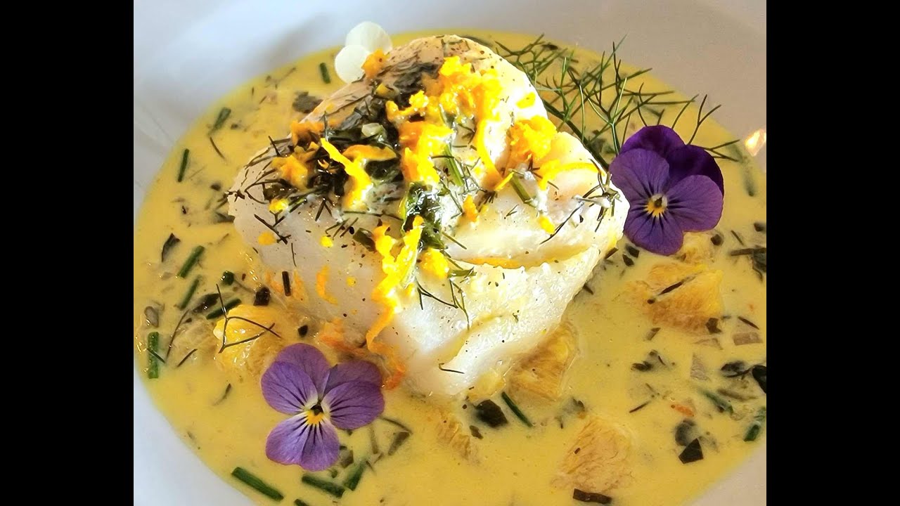 Bacall&agrave; amb salsa de taronja i vermut