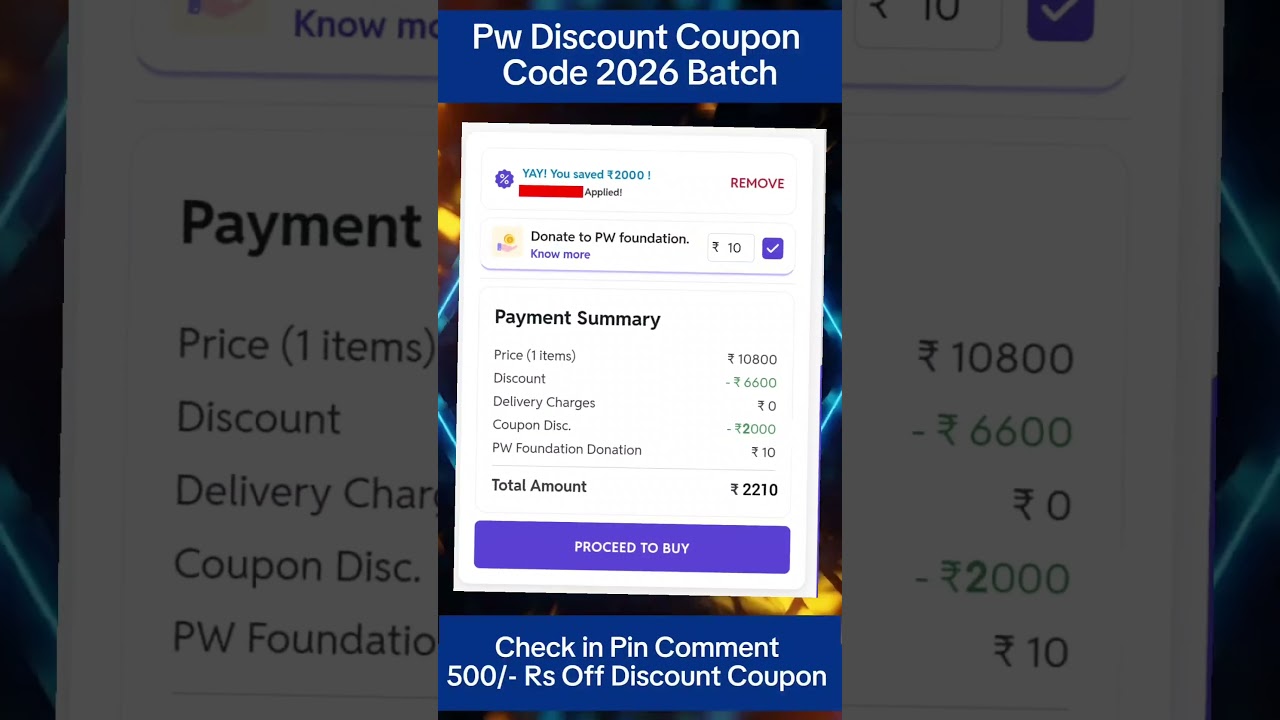 Pw Latest Discount Coupon Code 🧿🔥 | Pw Coupon Code Pw Batch | Pw 500 Rs Off Discount Coupon