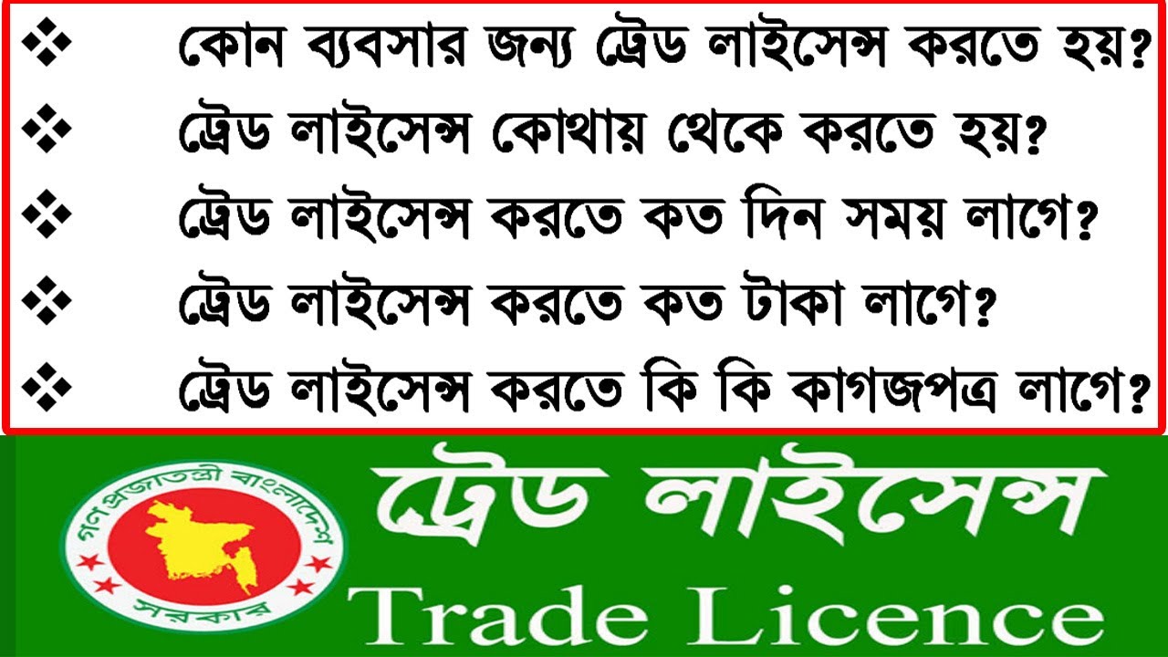 Trade License - ট্রেড লাইসেন্সে সম্পর্কে A-Z