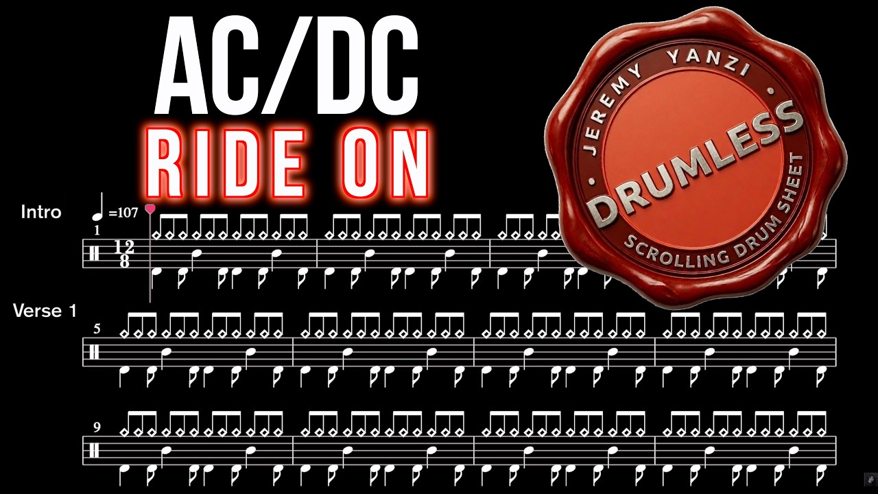ACDC - Ride On - Drumless (with scrolling drum score)