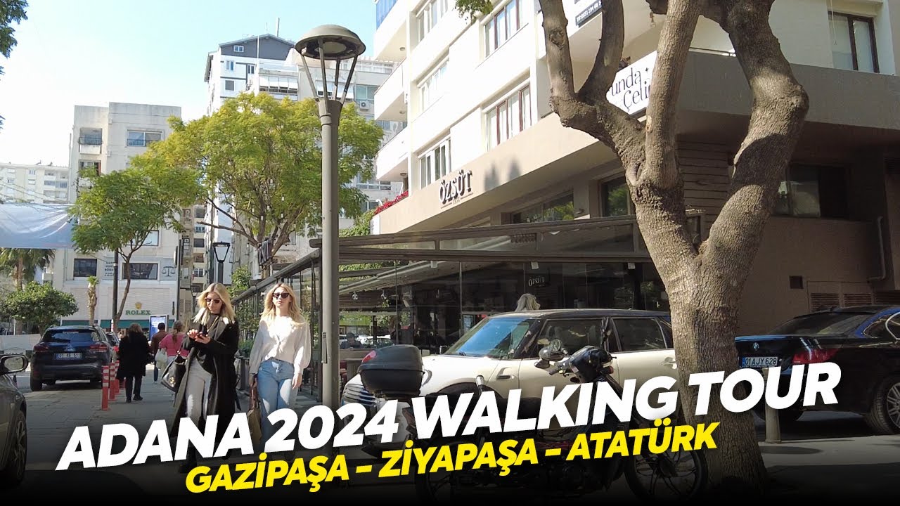 Adana Walking Tour 2024 | Gazipaşa Bulvarı - Atatürk Caddesi - Ziyapaşa Bulvarı | 4K Walk in Turkey
