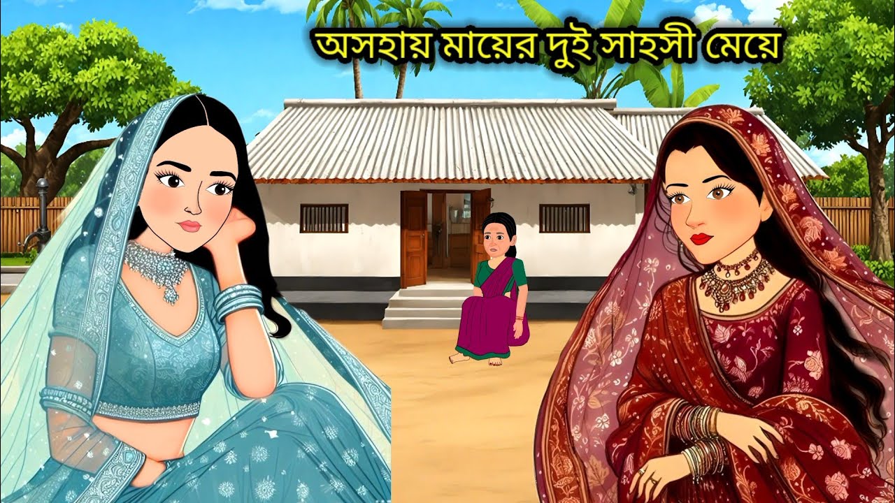 অসহায় মায়ের সাহসী দুই মেয়ে।। rupkothargolpo।। bangla cartoon।।animation video