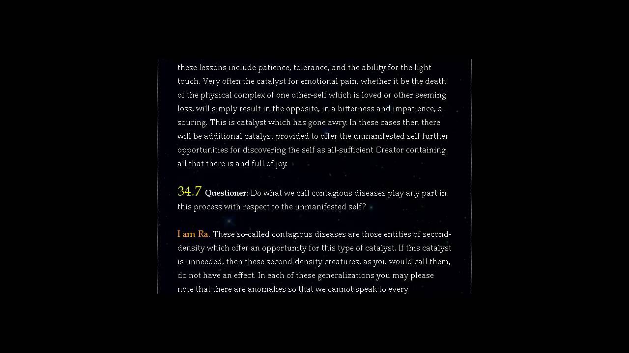 The Law of One - Session 34 of 106 - Part (1of 2)  - The Ra Material