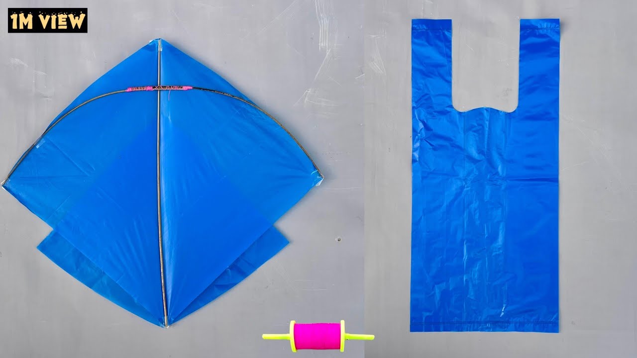 How To Make A Kite With Plastic Bag Shopper || 4Tawa Kite \ Gudda Making At Home With Simple Steps 