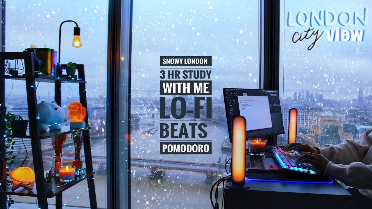 3HR REAL SNOW ❄️[muted lofi + typing asmr] Study With Me w/ Medical Student (50/10 Pomodoro)