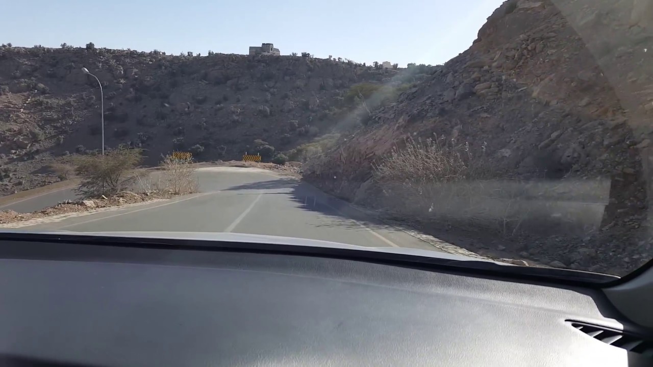 Driving down steep mountain Jebel Akhdar