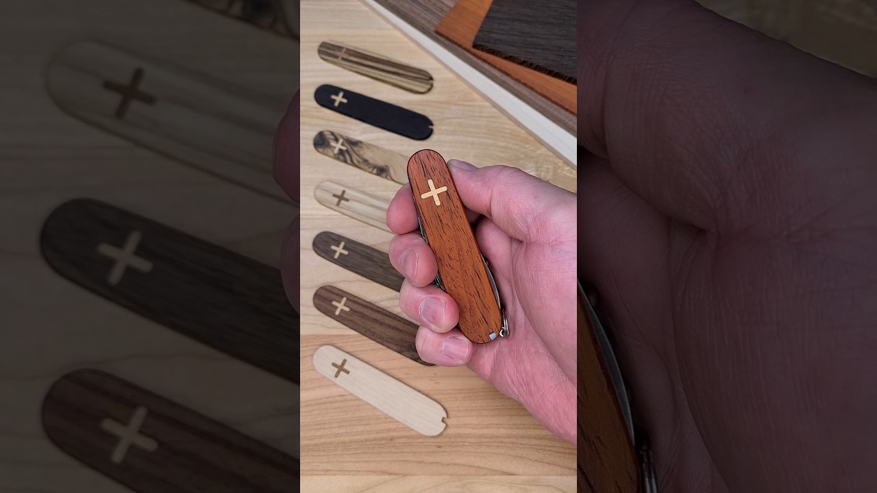 Padauk wood with maple inlay cross for the 91mm Victorinox!