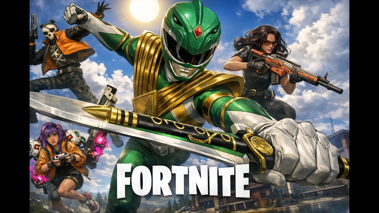 Fortnite Green Power Ranger Squad Gameplay In PC.