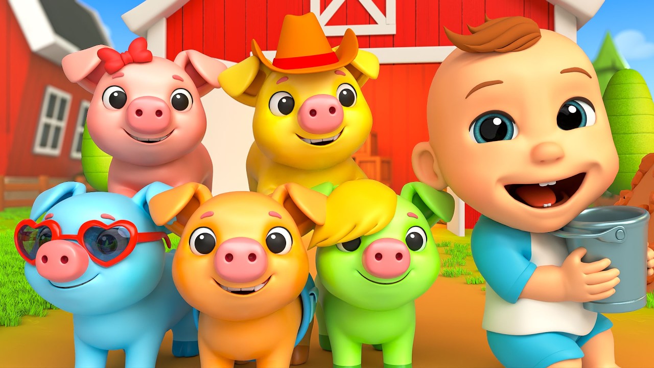 Playtime with Five Little Piggies on Old MacDonald's Farm | LuLu Melon Kids Rhymes & Preschool Songs