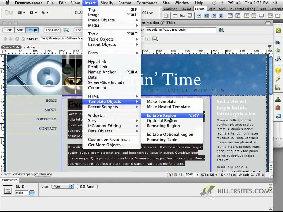 Dreamweaver CS5 - Templates Part 1