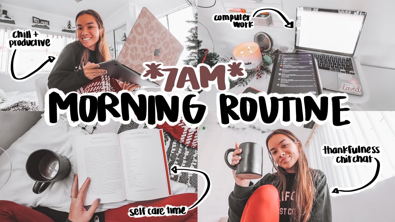 7 a.m. college morning routine | preparing for a busy day, hair-care routine, computer work, more!
