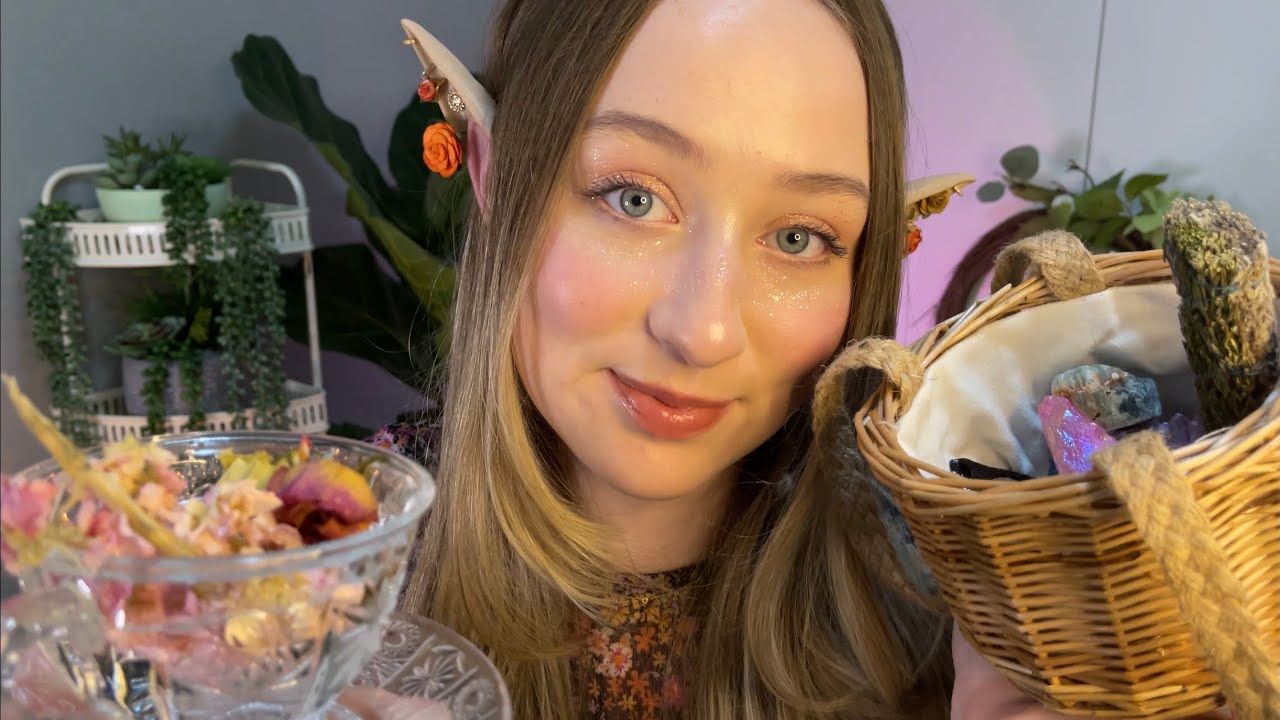aura cleansing, flower tea & healing crystals🧚‍♂️✨| ASMR Fairy RP