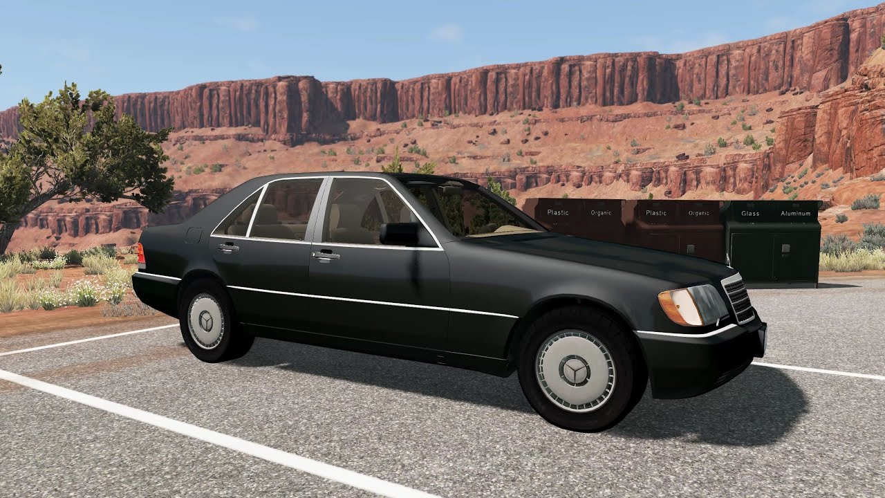 BeamNG.drive - Mercedes-Benz S600 AMG 1993 - Car Show Test Drive Crash . 4K 60fps.
