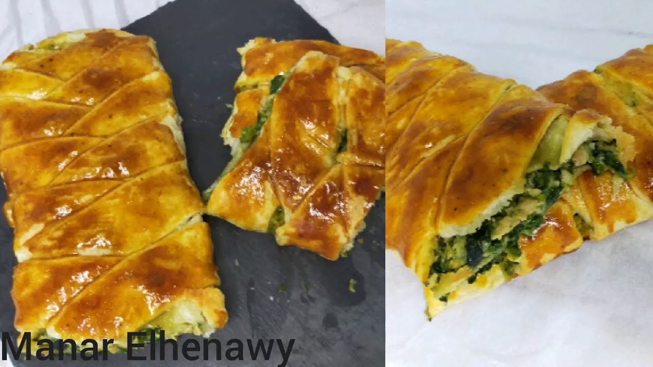 فطيرة الدجاج بالسبانخ طعم وهمى