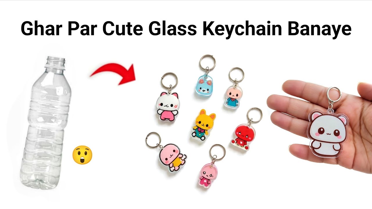 How to make Keychain from waste materials /Homemade glass keychain/DIY gift Keychain/Labubu Keychain