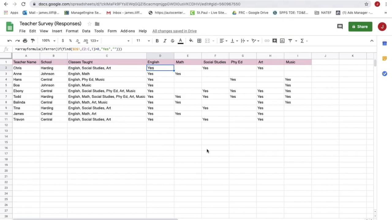 parse Google Forms checkbox data