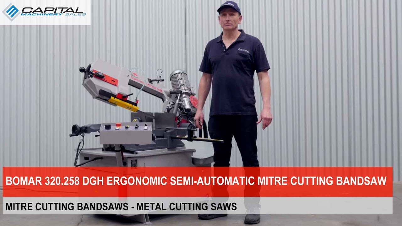 Bomar 320 258 DGH Ergonomic Semi Automatic Mitre Cutting Bandsaw (Video Demo)