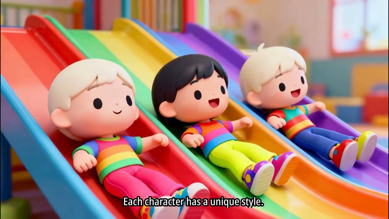 Rainbow Slide World 🌈 | Fun Kids Song & Cartoon | LittleLoop Cartoons #shorts