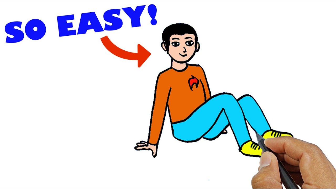 How to draw a person sitting down on the floor easy version | Easy Drawings