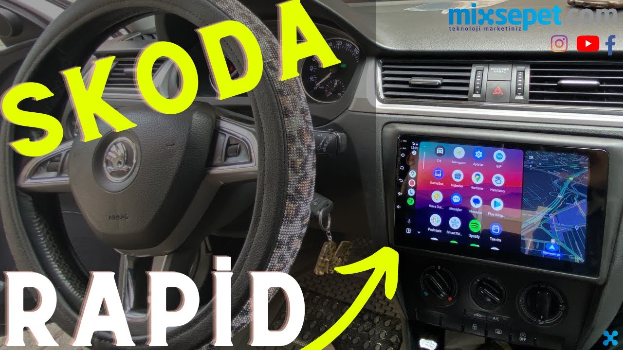 SKODA RAPİD (2013-2018) CarPlay ve AndroidAuto Destekli Android Multimedya Sistemi 22-1089