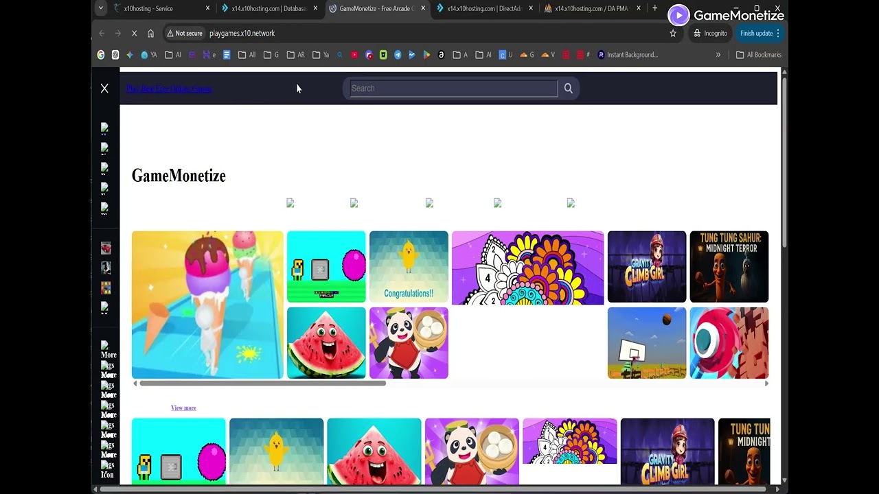 How to install Free Arcade CMS by GameMonetize.com in free hosting x10hosting