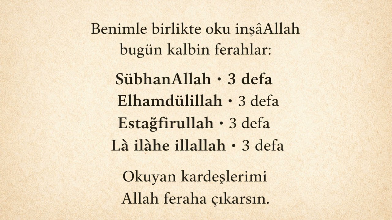 İ&ccedil;i Sıkılanlar İ&ccedil;in Kısa Ama Derin Zikir