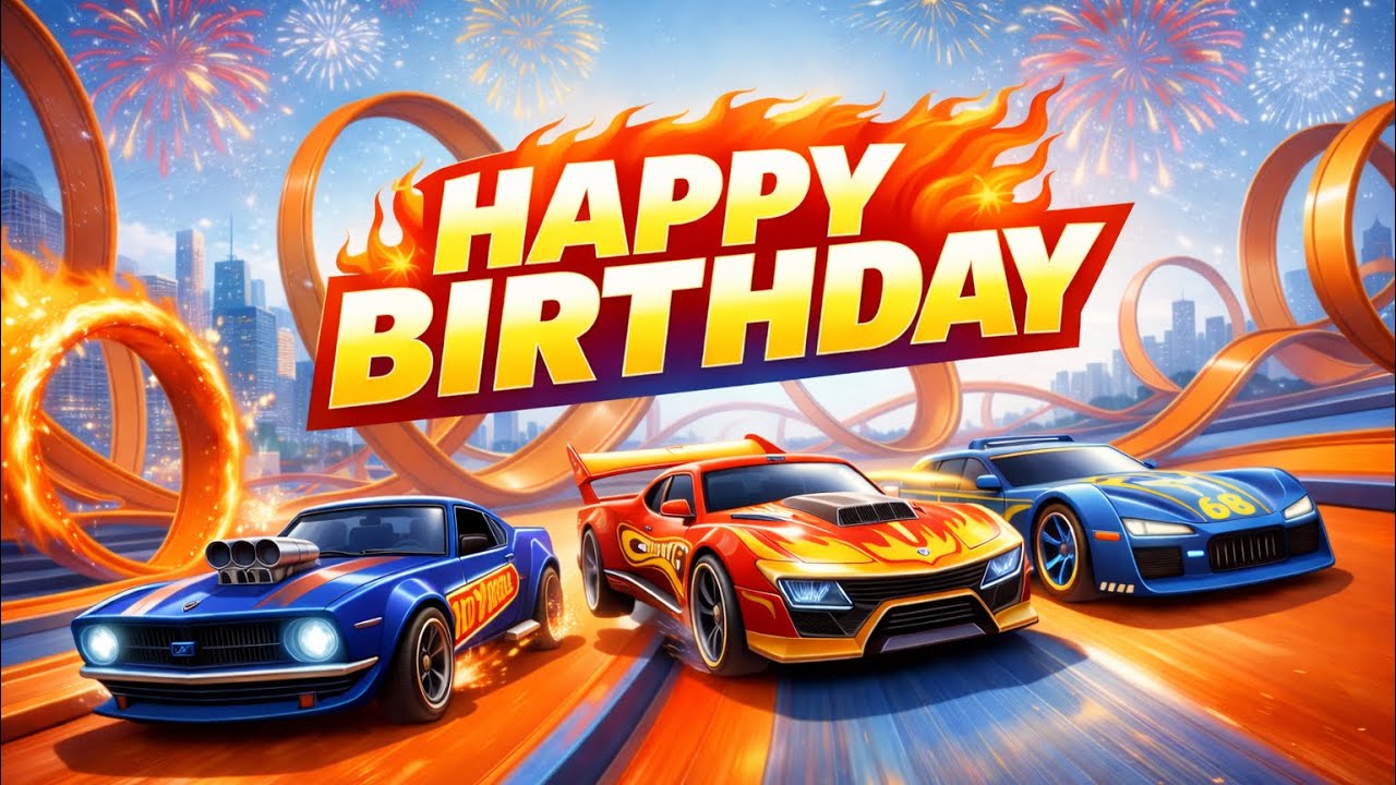 Happy Birthday Boy Background Loop Cars 