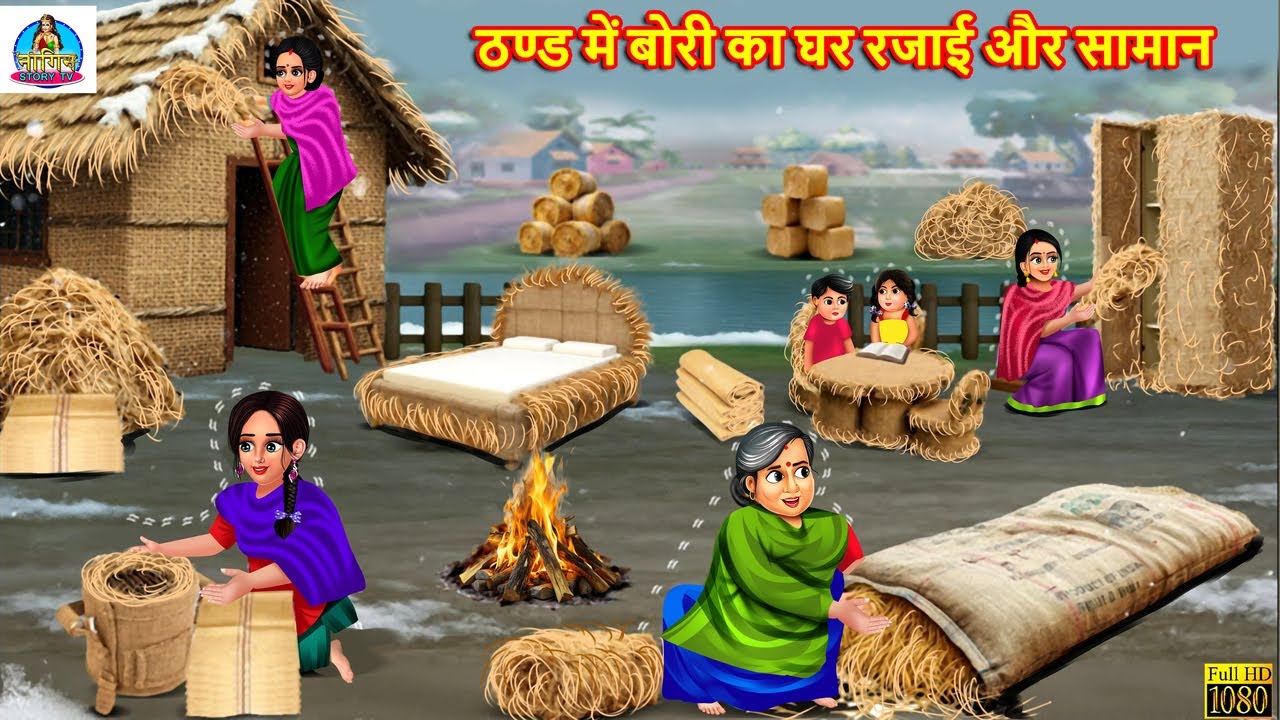 ठण्ड में बोरी का घर रजाई और सामान | Hindi Kahani | Moral Stories | Hindi Cartoon | Hindi Cartoon