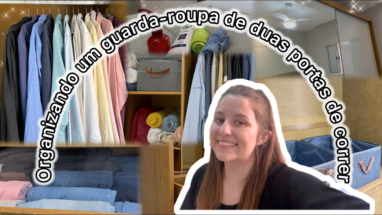 Organizando um guarda-roupa de duas portas de correr