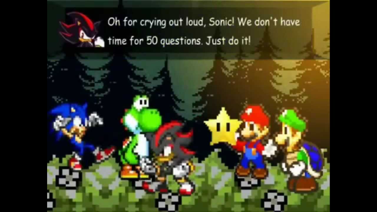 MARIO, LUIGI, SONIC AND SHADOW VS MECHA SONIC IN YOSHI'S ISLAND