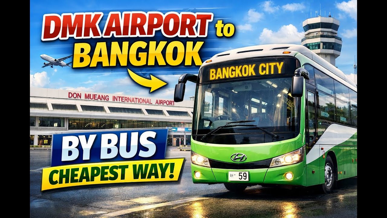 HOW TO REACH BANGKOK FROM DMK AIRPORT CHEAPEST WAY BY BUS #best #easy #transport 