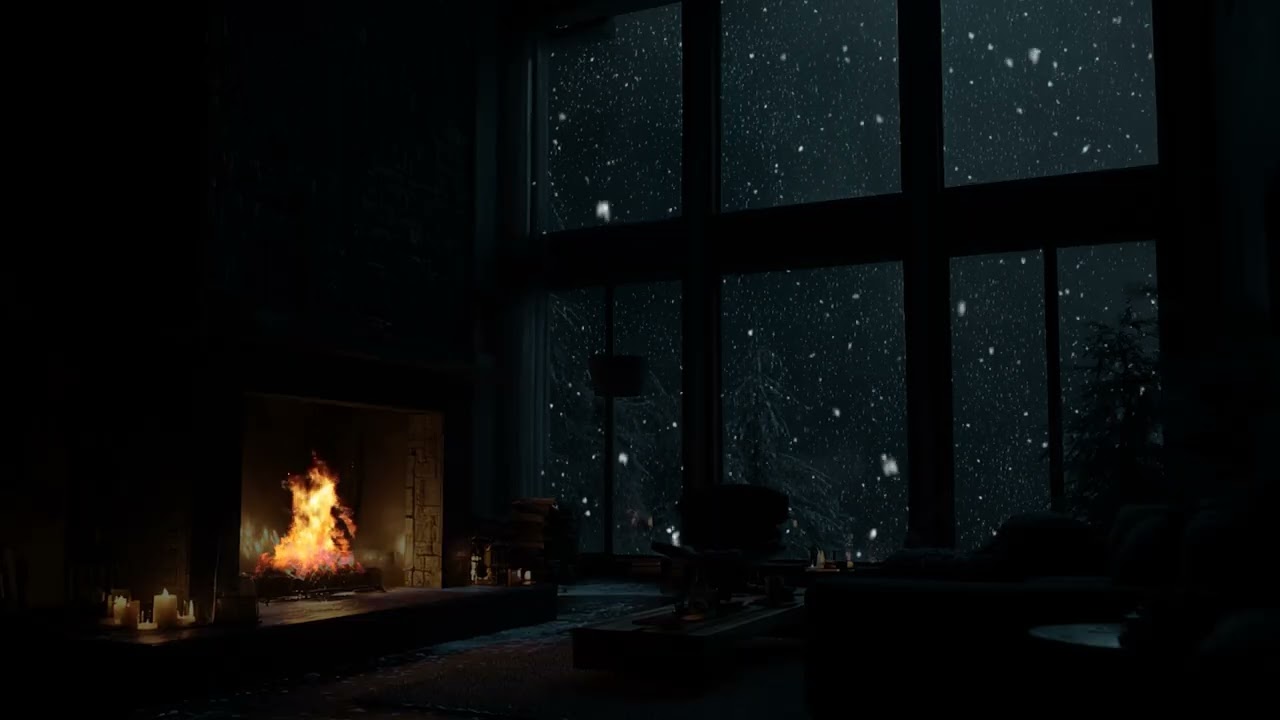 Cozy Winter Serenity ❄️ Fireplace Glow & Snowy Landscape  Relax & Unwind