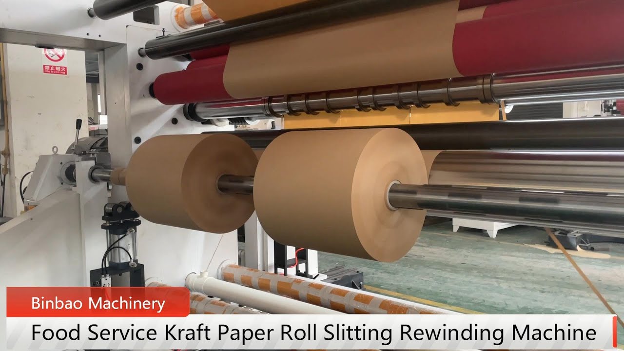 Máquina rebobinadora y cortadora de rollos jumbo de papel kraft