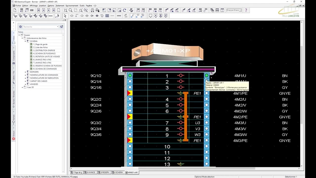 010 G&eacute;n&eacute;ration d'un folio bornier avec c&acirc;bles (Tutorial See Electrical Expert V5R1)