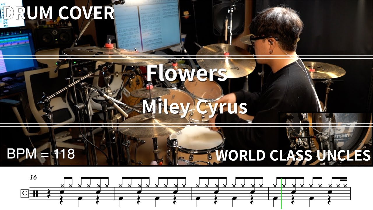 Miley Cyrus - Flowers [ drum cover, score, drum sheet ]