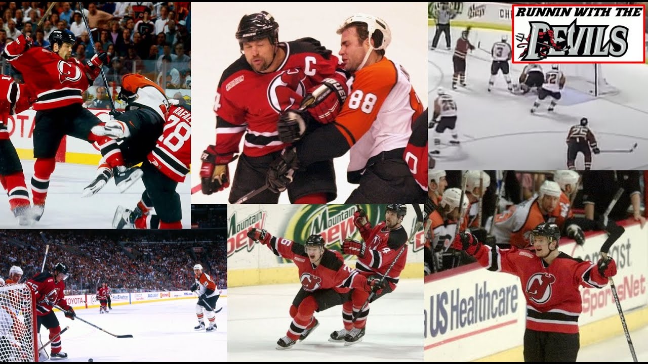 NJ Devils против Flyers 2000, ИГРА 7, ECF Stevens нокаутировал гол Линдроса Элиаса, презентация т...